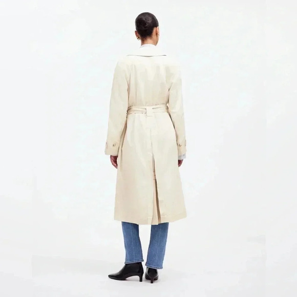 Madewell Belted Trench Coat in Drapey Twill in Muted Stone Size L NWT - Picture 4 of 13
